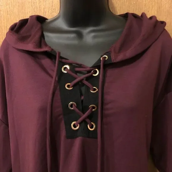 Hippie Chic Burgundy colored hoodie Size L - Picture 3 of 6
